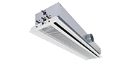 Активна охлаждаща греда с двупосочно изпускане на въздух и хоризонтален топлообменник, подходящ за растерни тавани с размер на растера 600 или 625