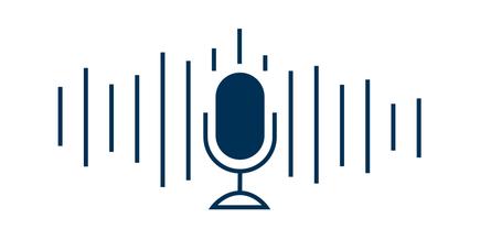 Icon TROX EPD Podcast EPD oh nee blaues Mikrofon mit Strichen im Hintergrund